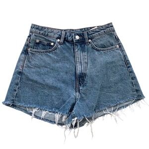 Weekday Rowe Denim Cutoffs Shorts High Waisted Raw Hem‎ Sz 28